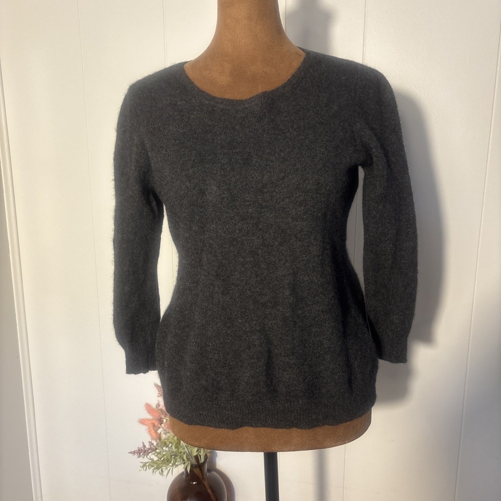 Ann Taylor Cashmere Sweater Womens Sz Large Petite Gray (Flawed)